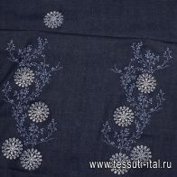 Джинса с вышивкой купон (2,85м) (н) темно-синяя - итальянские ткани Тессутидея арт. 01-7391