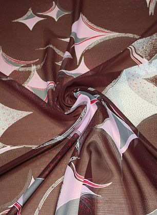 Шифон (н) серо-розовый геометрический орнамент на бордовом - в интернет-магазине тканей Тессутидея арт. 02-5090