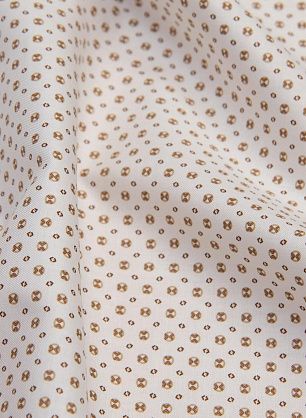 Сорочечная (н) мелкий коричневый геометрический принт на белом  - в интернет-магазине тканей Тессутидея арт. 01-5945