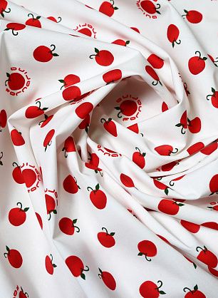 Плательная стрейч (н) яблоки на айвори - в интернет-магазине тканей Тессутидея арт. 01-3646