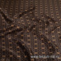 Шелк твил купон (1,07м) (н) черно-бежевая стилизованная клетка - итальянские ткани Тессутидея арт. 10-2716