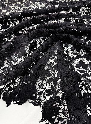 Кружевное полотно макраме (о) черное - в интернет-магазине тканей Тессутидея арт. 03-7493