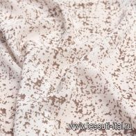 Крепдешин (н) коричневые вкрапления на белом - итальянские ткани Тессутидея арт. 10-1421