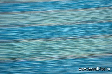Трикотаж хлопок (н) желто-бело-коричнево-голубая полоска в стиле Missoni - итальянские ткани Тессутидея арт. 12-0967