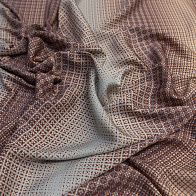 Плательная (н) сине-коричневый орнамент на светло-голубом в стиле Armani - итальянские ткани Тессутидея арт. 03-6242