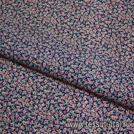 Сорочечная (н) красно-розовый цветочный орнамент на синем ш-80см - итальянские ткани Тессутидея арт. 01-3185