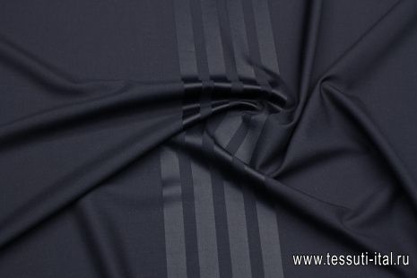 Костюмная купон (1,55м) (н) темно-синяя с полосками - итальянские ткани Тессутидея арт. 05-4581