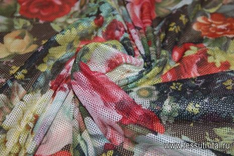 Сетка плательная (н) яркий цветочный орнамент ш-160см - итальянские ткани Тессутидея арт. 03-3464