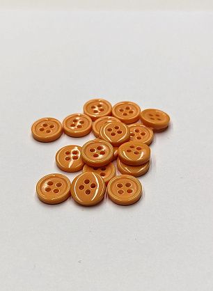 Пуговица костюмная пластик 4 прокола d-11мм оранжевая - итальянские ткани Тессутидея F-6084