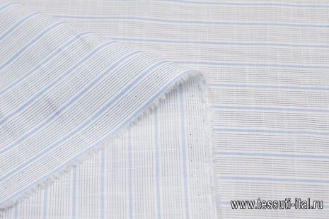 Сорочечная (н) бело-голубая полоска  - итальянские ткани Тессутидея арт. 01-6231