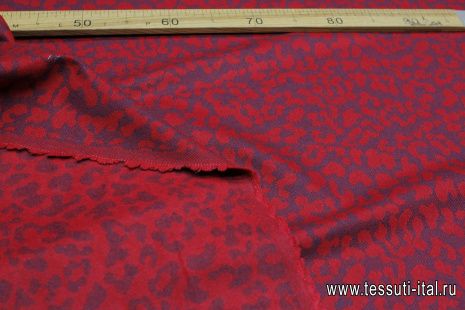 Пальтовая (н) красно-синий хищный принт - итальянские ткани Тессутидея арт. 09-2009