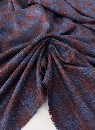 Костюмная шерсть+шелк (н) бордово-голубая клетка - в интернет-магазине тканей Тессутидея арт. 05-5112