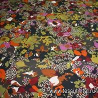 Маркизет (н) яркий цветочный орнамент на черном Etro - итальянские ткани Тессутидея арт. 02-5755