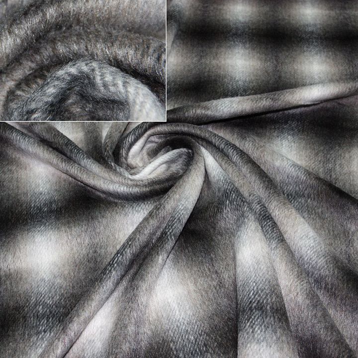 Пальтовая ворсовая (н) черно-бежевая - итальянские ткани Тессутидея арт. 09-0835