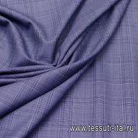 Костюмная стрейч (н) светло-сине-голубая клетка - итальянские ткани Тессутидея арт. 05-3097