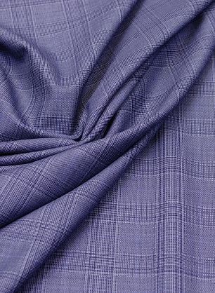 Костюмная стрейч (н) светло-сине-голубая клетка - в интернет-магазине тканей Тессутидея арт. 05-3097