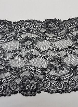 Кружево на сетке с люрексом (о) черное ш-16см  "LA PERLA" - в интернет-магазине тканей Тессутидея арт. 03-1507