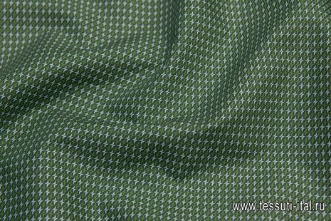 Сорочечная (н) бело-зеленый принт  - итальянские ткани Тессутидея арт. 01-6233