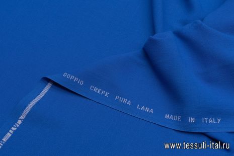 Костюмная креп двухслойная (о) синяя - итальянские ткани Тессутидея арт. 10-2936