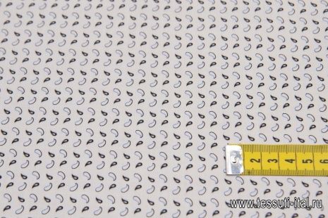 Сорочечная стрейч (н) мелкие пейсли на белом - итальянские ткани Тессутидея арт. 01-6197
