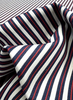 Хлопок костюмный стрейч (н) сине-красно-белая полоска - в интернет-магазине тканей Тессутидея арт. 01-4748