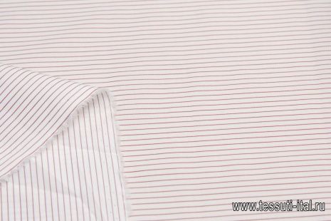 Сорочечная (н) бело-бордовая полоска - итальянские ткани Тессутидея арт. 01-6367