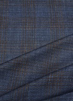 Костюмная (н) сине-коричневая меланжевая клетка - в интернет-магазине тканей Тессутидея арт. 05-4613