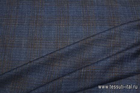 Костюмная (н) сине-коричневая меланжевая клетка - итальянские ткани Тессутидея арт. 05-4613
