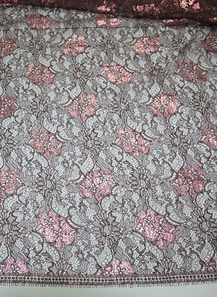 Кружево с люрексом (н) коричнево-розовое ш-100см - в интернет-магазине тканей Тессутидея арт. 03-2923