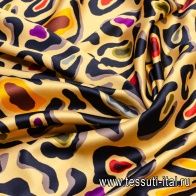 Шелк атлас стрейч (н) леопардовый орнамент на бежевом - итальянские ткани Тессутидея арт. 02-8664