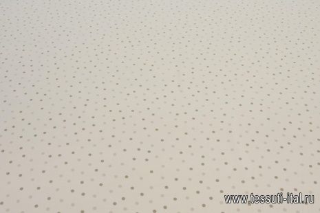 Крепдешин (н) бежево-коричневый горох (6мм) на светло-бежевом - итальянские ткани Тессутидея арт. 10-2465