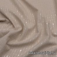 Лен расшитый пайетками (о) светло-бежевый - итальянские ткани Тессутидея арт. 16-0834