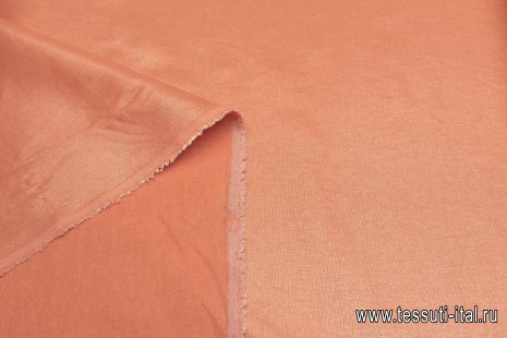 Лен с напылением (о) морковный - итальянские ткани Тессутидея арт. 16-0805