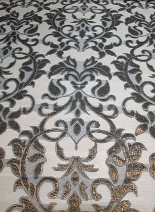 Органза деворе с люрексом (н) бронзовый орнамент на белом - в интернет-магазине тканей Тессутидея арт. 03-2843