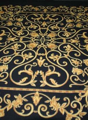 Флис double купон (1,6м) (н) золотые вензеля на черном ш-180см - в интернет-магазине тканей Тессутидея арт. 13-1055