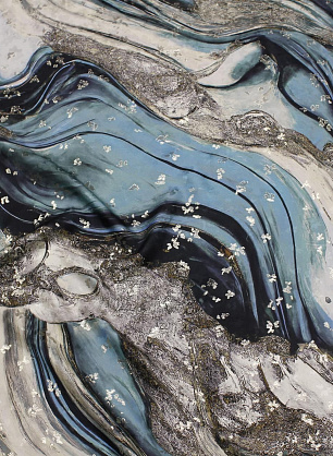 Шелк жаккард с люрексом (н) черно-бежево-зелено-голубая абстракция - в интернет-магазине тканей Тессутидея арт. 10-3909