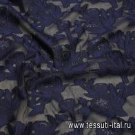 Органза филькупе с люрексом (о) синие цветы на темно-синем - итальянские ткани Тессутидея арт. 03-7085