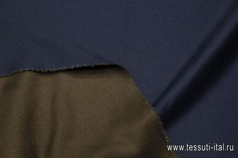 Пальтовая кашемир двухслойная (о) темно-синяя/темно-коричневая - итальянские ткани Тессутидея арт. 09-2078