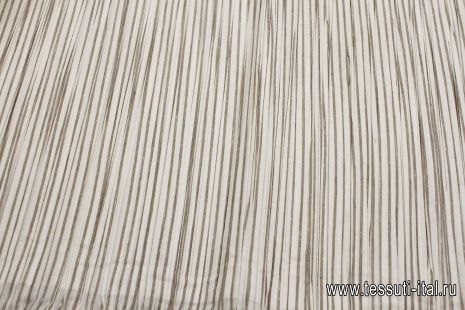 Хлопок плиссе (н) бело-коричневая полоска - итальянские ткани Тессутидея арт. 01-7377