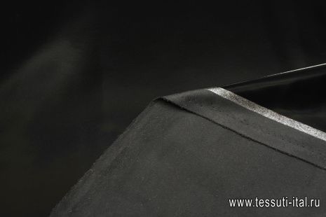 Трикотаж с покрытием лаке (о) черный - итальянские ткани Тессутидея арт. 13-1639