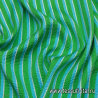 Жаккард с люрексом (н) зелено-голубая полоска - итальянские ткани Тессутидея арт. 03-6824