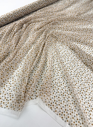 Шифон (н) серо-коричневый горох на светло-бежевом - в интернет-магазине тканей Тессутидея арт. 10-5126