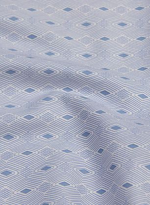 Сорочечная стрейч (н) бело-голубой геометрический принт - в интернет-магазине тканей Тессутидея арт. 01-6057