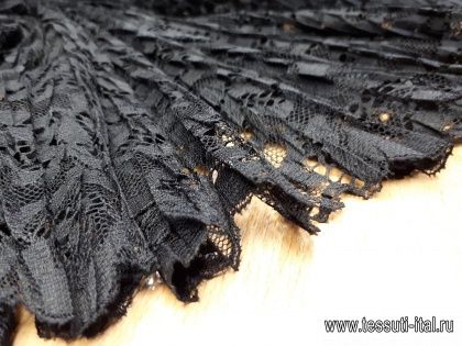 Кружевное полотно плиссе (о) черное Ermanno Scervino - итальянские ткани Тессутидея арт. 03-5653