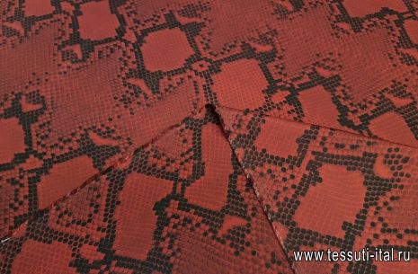 Плащевая (н) красно-черный змеиный принт - итальянские ткани Тессутидея арт. 11-0366