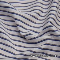 Сорочечная (н) сине-коричневая полоска на белом - итальянские ткани Тессутидея арт. 01-5941