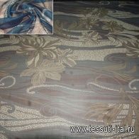 Шифон (н) крупный сине-серый цветочный орнамент - итальянские ткани Тессутидея арт. 02-5602