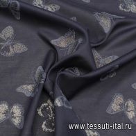 Батист (н) бабочки с серебряным напылением на темно-синем - итальянские ткани Тессутидея арт. 01-7250