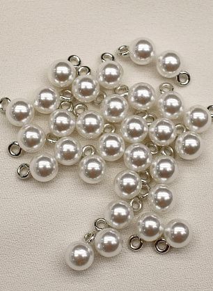 Пуговица пластик на ножке d-8мм белая жемчужина - в интернет-магазине тканей Тессутидея арт. F-6633