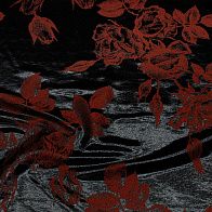 Жаккард с люрексом дабл (н) красно-черные розы - итальянские ткани Тессутидея арт. 03-7083